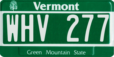 VT license plate WHV277