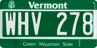 VT license plate WHV278
