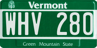 VT license plate WHV280