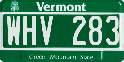 VT license plate WHV283