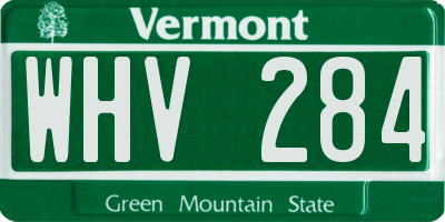 VT license plate WHV284