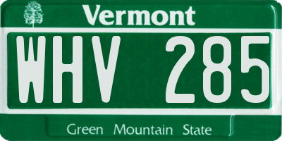 VT license plate WHV285