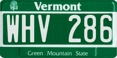 VT license plate WHV286