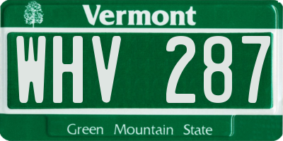 VT license plate WHV287