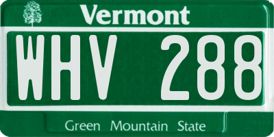 VT license plate WHV288