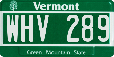 VT license plate WHV289