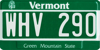 VT license plate WHV290
