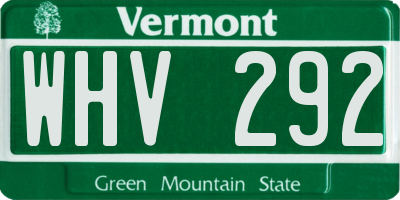 VT license plate WHV292