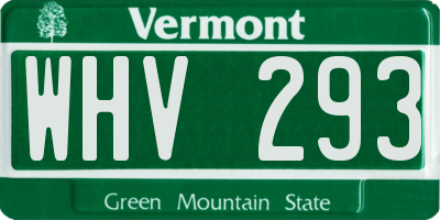 VT license plate WHV293
