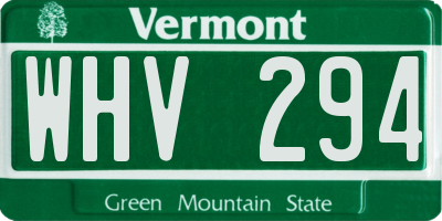 VT license plate WHV294