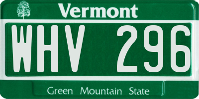 VT license plate WHV296