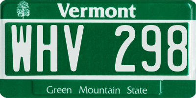 VT license plate WHV298