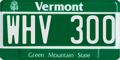 VT license plate WHV300