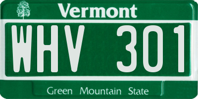 VT license plate WHV301