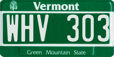 VT license plate WHV303