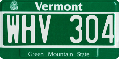 VT license plate WHV304