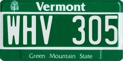 VT license plate WHV305