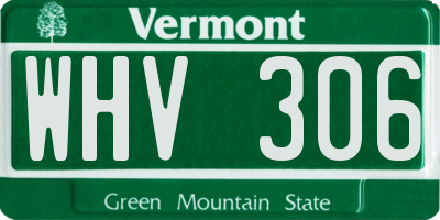 VT license plate WHV306