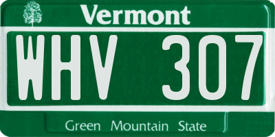 VT license plate WHV307
