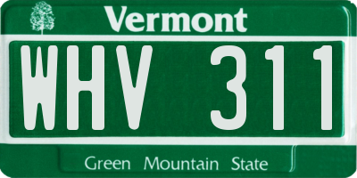 VT license plate WHV311