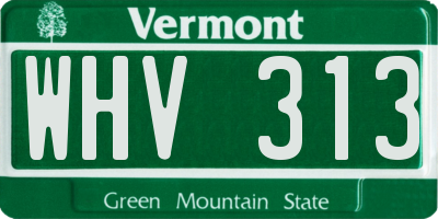 VT license plate WHV313