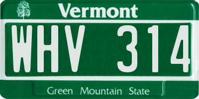 VT license plate WHV314