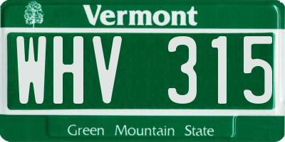 VT license plate WHV315