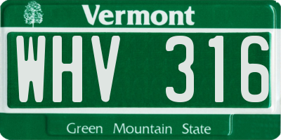 VT license plate WHV316