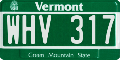 VT license plate WHV317