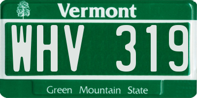 VT license plate WHV319