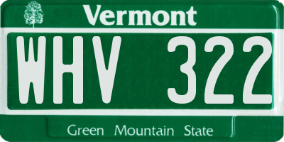 VT license plate WHV322