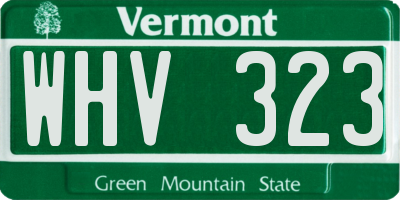 VT license plate WHV323