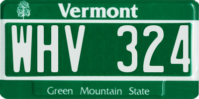 VT license plate WHV324