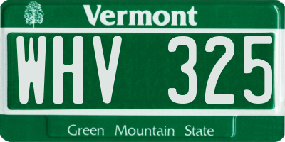 VT license plate WHV325