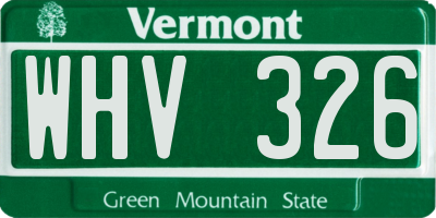 VT license plate WHV326