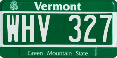 VT license plate WHV327