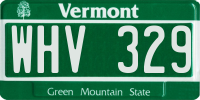 VT license plate WHV329