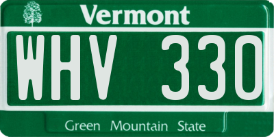 VT license plate WHV330