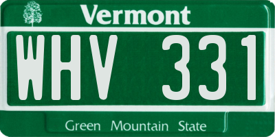 VT license plate WHV331
