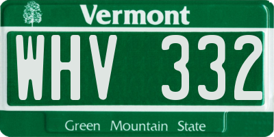 VT license plate WHV332
