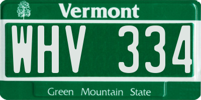 VT license plate WHV334