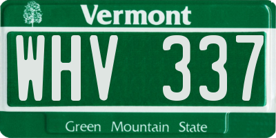 VT license plate WHV337