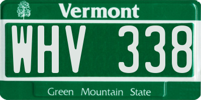 VT license plate WHV338