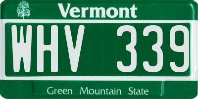 VT license plate WHV339