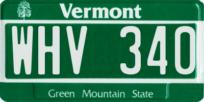 VT license plate WHV340