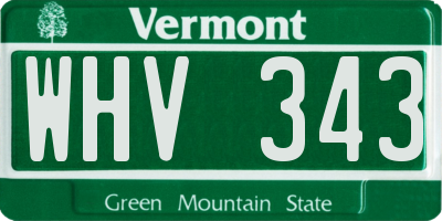 VT license plate WHV343