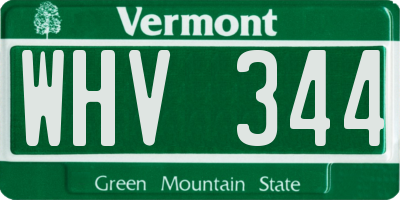 VT license plate WHV344