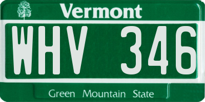 VT license plate WHV346