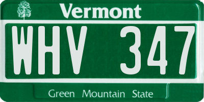 VT license plate WHV347