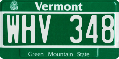 VT license plate WHV348